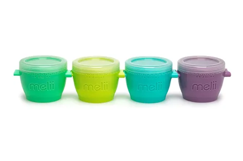 Vista 7 de melii Snap & Go Contenedores de almacenamiento de alimentos para bebés con tapas, recipientes para aperitivos, aptos para congelador, 2 onzas