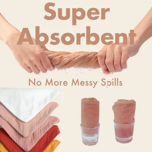 Vista 4 de Paquete de 8 baberos de muselina 100% algodón, baberos ajustables para bebés de 0 a 36 meses, niños y niñas