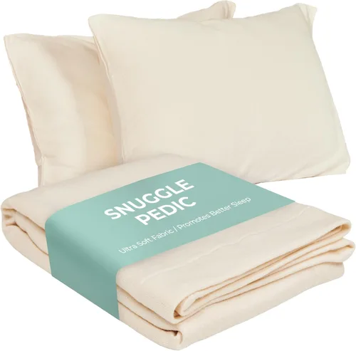 Funda para almohadas de algodón orgánico por Snuggle-Pedic - Kool-Flow tejido transpirable, elástico y de puntos , Algodón orgánico, Natural