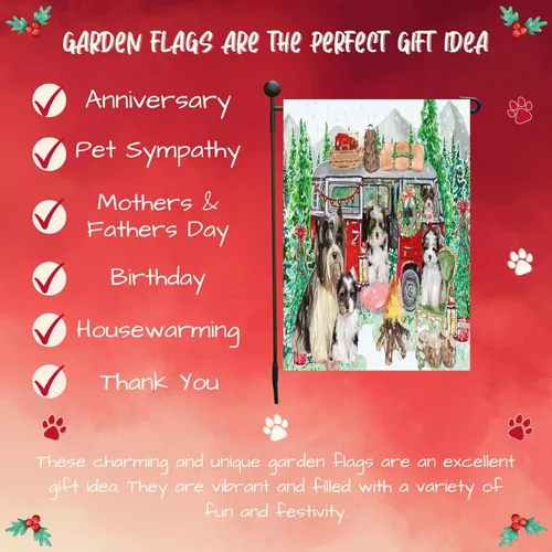 Vista 7 de Doggie of the Day Biewer Dogs Garden Flags - Christmas Time Camping - Double Sided - Yard Lawn Spring Decorative Gift - Home Decor 12 1/2"w x 18"h