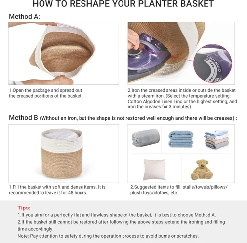 Vista 6 de Dahey - Cesta tejida pequeña de cuerda de algodón para plantas, cesta enrollada para macetas de hasta 7 pulgadas, cesta decorativa para cubrir