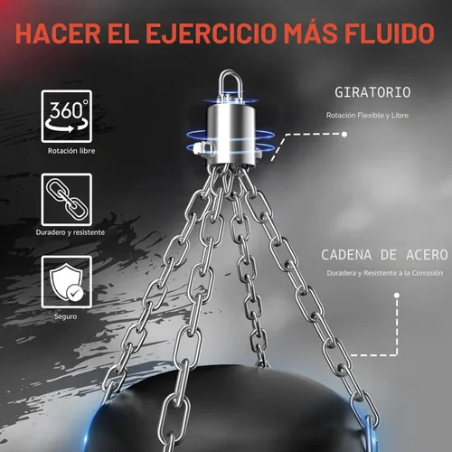 Vista 6 de Saco de boxeo Mesetast para adultos, juego de saco de boxeo pesado de 1.2 m con guantes de 12 oz para MMA, karate, kickboxing, boxeo - sin relleno