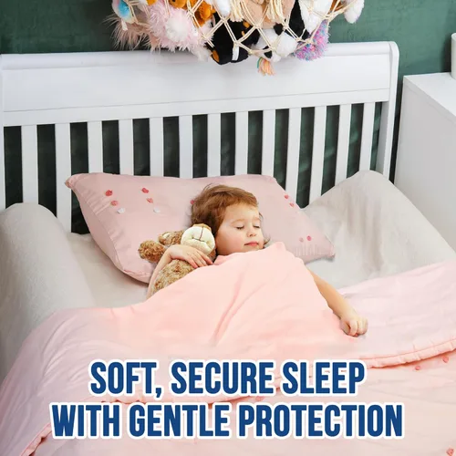 Vista 2 de Primica Parachoques de cama para niños pequeños, juego de 2 rieles de espuma hipoalergénica para camas Queen, King y Twin (2)