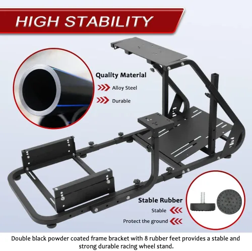 Vista 6 de Marada Soporte de cabina de simulador, soporte de rueda de carreras para Logitech G25 G27 G29 G920 Thrustmaster Fanatec conducción simulador