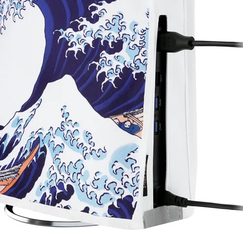 Vista 7 de playvital Cubierta vertical contra el polvo para PS5 Slim Disc Edition (el nuevo diseño más pequeño), protector de nailon a prueba de polvo