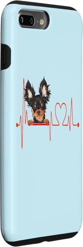 Vista 3 de iPhone 7 Plus8 Plus Russian Toy Terrier Heartbeat EKG My Dog Is My Valentine Case