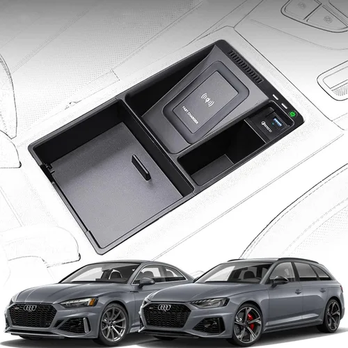 Cargador de coche inalámbrico para Audi A4/S4/A5/S5/RS5 2017 2018 2020 2021 2022 RS4 2019 2020 2021 2022, almohadilla de carga rápida de 15 W con