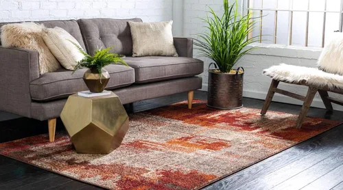 Vista 2 de Unique Loom - Tapete con diseño abstracto, informal, moderno y contemporáneo de la colección otoñal, rectangular de 5 x 8 pies, diseño rústico