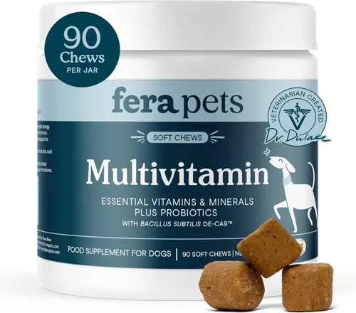 Vista 10 de Fera Pets Masticables multivitamínicos para perros con glucosamina y probióticos, vitaminas y minerales esenciales para perros, promueve
