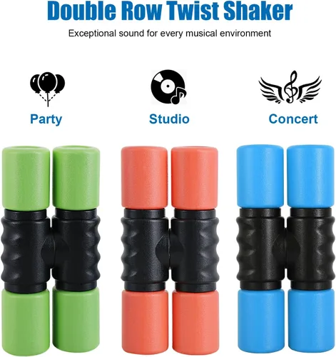 Vista 3 de RANMING Twist Shaker 3PCS Juego de Instrumentos de Percusión de Doble Fila, Instrumentos de Percusión Latina de Volumen Medio para Estudio, Banda