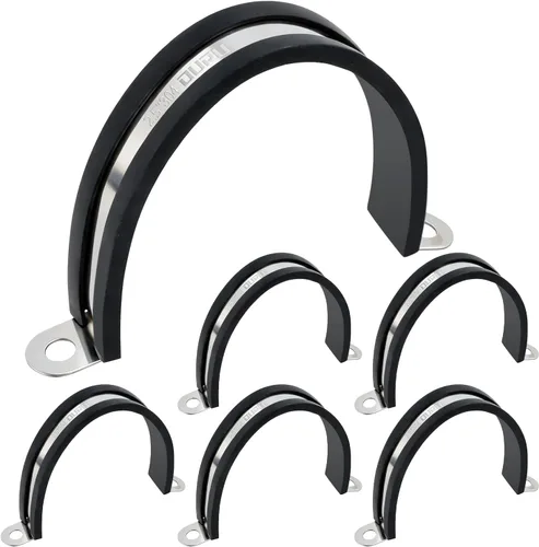 Vista 12 de OURU 12 piezas de abrazadera de tubo de 1 pulgada de acero inoxidable 304, abrazadera de tubo aislada con cojín de goma resistente, abrazadera en U