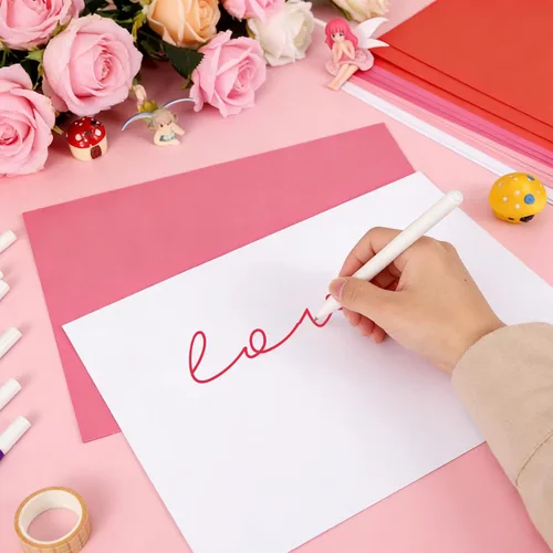 Vista 3 de 100 hojas de cartulina para el día de San Valentín, color rosa, rojo, blanco, papel grueso, colección de tarjetas de San Valentín, para hacer