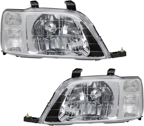 Vista 351 de TRQ Juego de Conjunto de Ensamble de Faros de 2 Piezas de Desempeño Halógeno con Marco Cromado Conductor y Lado del Pasajero Compatible con Mercedes