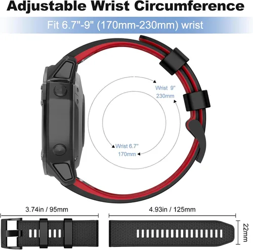 Vista 5 de OVERSTEP Correas de ajuste rápido de 0.866 in para Garmin Fenix 5Fenix 6Fenix 7, correa de repuesto de silicona suave compatible con Garmin