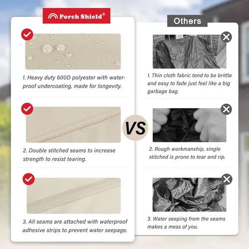 Vista 3 de Porch Shield Cubierta impermeable y resistente al desvanecimiento de 600D para bañera de hidromasaje de exterior 80 x 80 pulgadas, protector de SPA