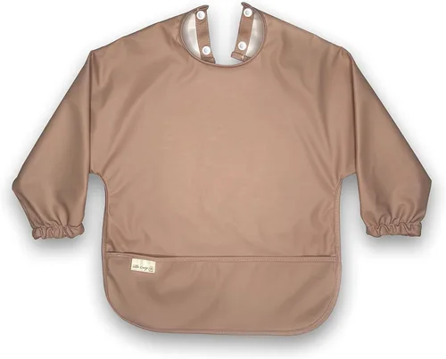Vista 9 de Little Keegs Baberos de manga larga para bebé, delantal de alimentación para bebé, impermeable, portátil, de manga completa