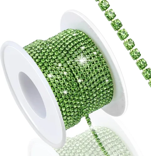 Vista 25 de Dowarm Cadena de cierre de diamantes de imitación de cristal de 10 yardas de 0.079 pulgadas para coser Crocs zapatos, ropa, vasos, cadena de Azul