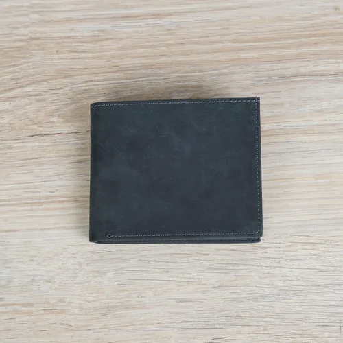 Vista 7 de Customizable Genuine Leather Bifold Wallet, Minimalist Custom Mens Card Holder Wallet (Black)