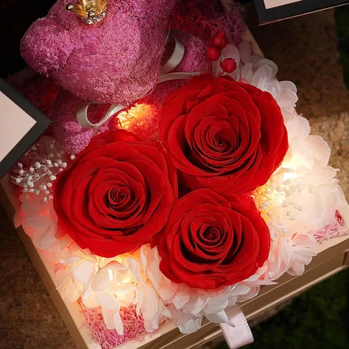 Vista 3 de ADDWel Regalos de Rosa Preservada para Ella - Rosa Real Única y Permanente con Collar "Te Amo" en 100 Idiomas, Regalos de Rosa Eterna para Mujeres