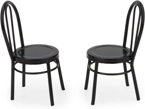 Vista 4 de 2 sillas de bistró en miniatura a escala 1:12, muebles de metal en miniatura, accesorios para casa de muñecas, soldado, modelo artificial