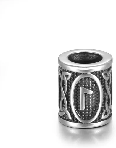 5 cuentas vikingas de acero inoxidable, cuentas espaciadoras de metal, cuentas espaciadoras de agujero grande, cuentas de tubo de plata antigua,