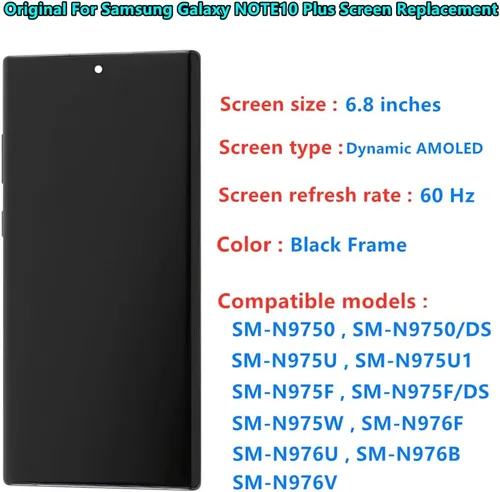 Vista 2 de Pantalla AMOLED original de 6.8 pulgadas para Samsung Galaxy NOTE10 Plus Reemplazo de pantalla OEM NOTE10Plus 5G SM-N975U SM-N975U1 pantalla táctil