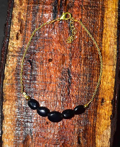 Vista 3 de Collar de cuentas de piedras preciosas oro