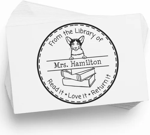 Vista 31 de Customized Return My Book Embosser with Don Sphynx Cat Design - Custom Please Return Book Embossed Stamp for Avid Readers and Book Lovers