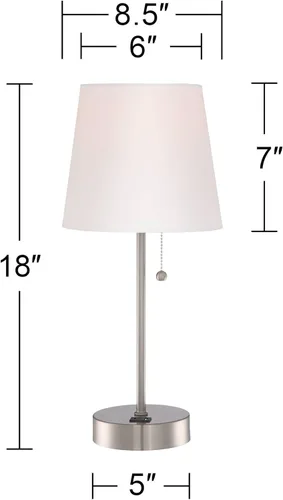 Vista 4 de 360 Lighting Justin - Juego de 2 lámparas de mesa decorativas de 18 pulgadas de alto con puertos USB A+C, cadena de tracción de carga con acabado