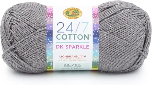 Vista 10 de Lion Brand Yarn Estampados DK de algodón 24/7, hilo para tejer, ganchillo y manualidades, azul, paquete de 1