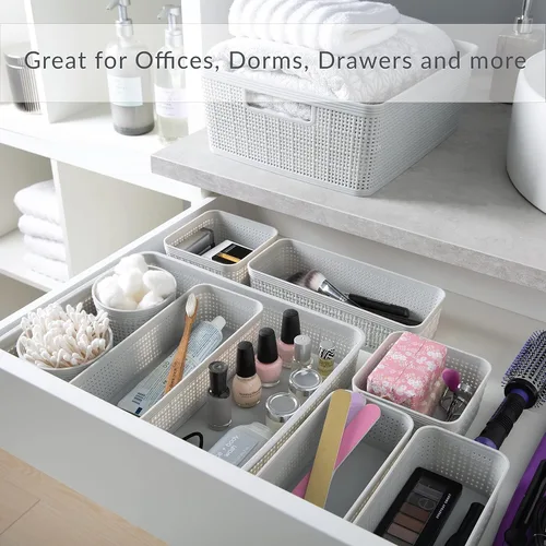 Vista 3 de Simplify Juego de organización de 5 piezas Contenedores de varios tamaños Multiuso Oficina Escritorio Dormitorio Baño Cesta