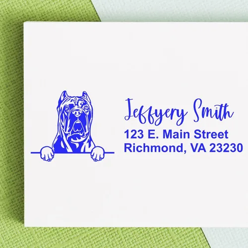 Vista 147 de American Bulldog Stamp Duo, Custom Return Address for Dog Lovers, Personalized Mail Mark for Letters and Cards
