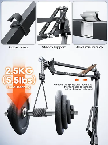 Vista 6 de Soporte de cámara superior, soporte de cámara de escritorio con brazo articulado, capacidad de carga de 5 libras, soporte ajustable de 360°