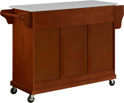 Vista 72 de Crosley Furniture isla de cocina con ruedas, Madera, Blanco