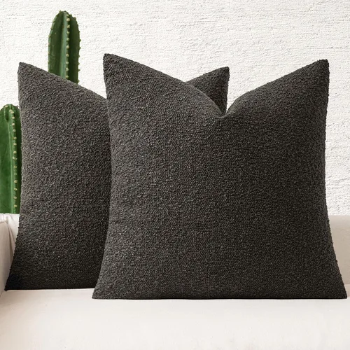 Vista 16 de MIULEE Juego de 2 fundas de almohada decorativas de 16 x 16 pulgadas para sofá o cama, fundas de almohada neutras con textura de boucle, color beige
