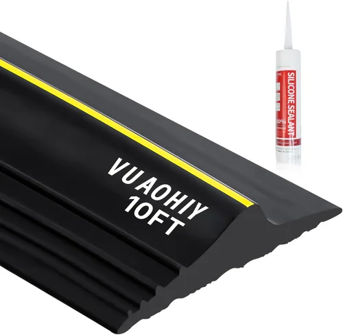 Vista 12 de Tira de goma universal para puerta de garaje con adhesivos, repuesto de burletes resistentes a la intemperie (16 pies, gris)