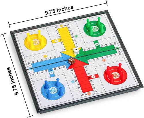 Vista 2 de Ludo - Juego de mesa plegable magnético para viajes, 9.75 pulgadas