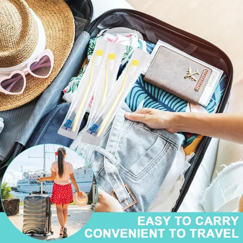 Vista 6 de meekoo Juego de 200 cepillos de dientes desechables con pasta de dientes envueltos individualmente, kit de cepillo de dientes de viaje para personas