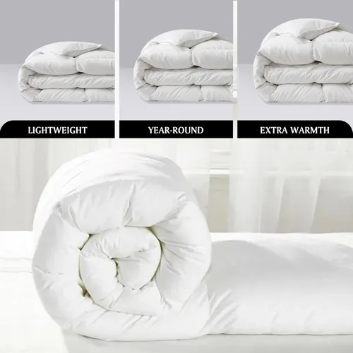 Vista 8 de Beautyrest Luxury Hotel Collection - Edredón de fibra de plumón de ganso blanco tamaño Queen, ultrasuave, 100% algodón, transpirable, relleno