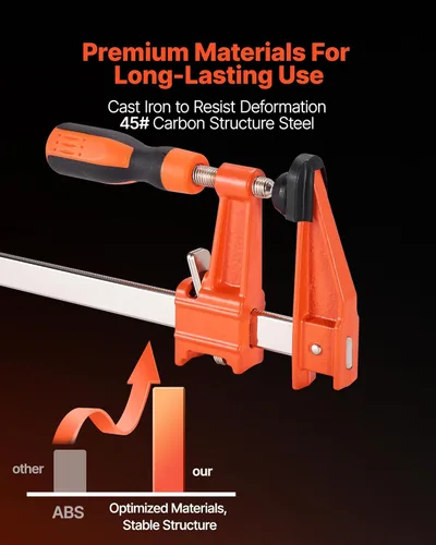 Vista 2 de VEVOR Abrazaderas de barra para carpintería, paquete de 2 abrazaderas de 6 pulgadas y 2 paquetes de 12 pulgadas, abrazadera F bloqueable con límite