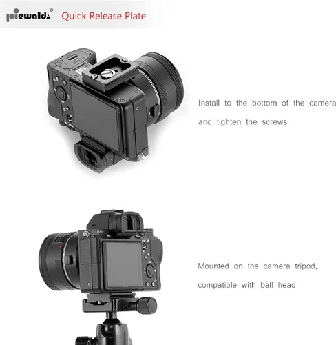 Vista 5 de Placa de Liberación Rápida de Metal de Aluminio con Tornillo de Anillo en D de 1/4"/Tornillo Ranurado y Adaptador de Tornillo de Montaje de 3/8" a