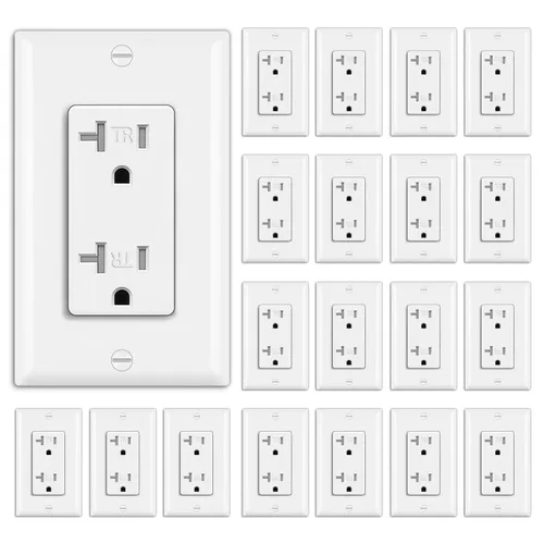 Vista 11 de BESTTEN Toma de corriente decorativa resistente a manipulaciones de 15 amperios, uso residencial y comercial, placa de pared incluida