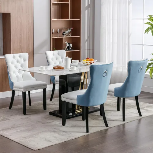 Vista 60 de ODUSE-DAILY - Juego de 2 sillas de cocina y comedor de terciopelo beige, con capitoné, tapizadas en terciopelo, estructura de madera maciza