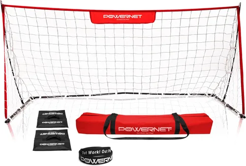 PowerNet Portable Soccer Goal, Collapsible Soccer Net with Fiberglass Poles, Pop Up Soccer Training Equipment, 1 Goal & Zipper Storage Bag (Various