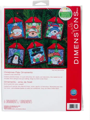 Dimensions Kit de adornos de Navidad de punto de cruz contado, 6 piezas