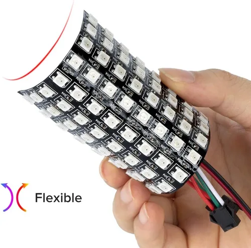 Vista 6 de BTF-LIGHTING WS2812B RGB 5050SMD direccionable individualmente digital 8x8 64 píxeles 3.1 pulgadas x 3.1 pulgadas Panel de matriz LED flexible FPCB