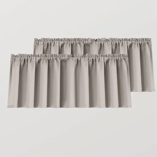 Vista 18 de Mrs.Naturall Juego de 2 cortinas de cenefa gris oscuro para ventana de cocina, paquete de 2 cenefas opacas para oscurecimiento de habitación