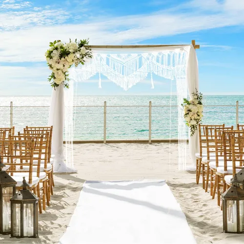 Kiido Telón de fondo grande de macramé para boda (71 pulgadas de ancho x 86 pulgadas de largo) para cenar/arco, decoración bohemia para colgar en la