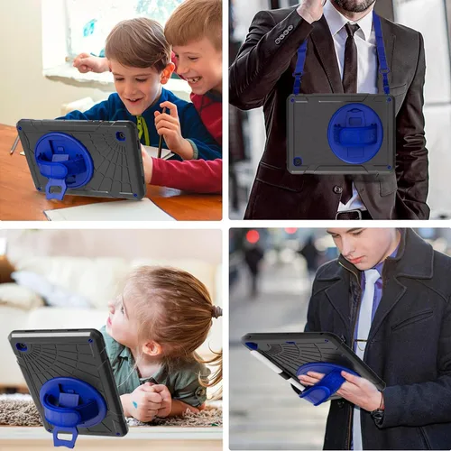 Vista 9 de Funda para Samsung Galaxy Tab A8 de 10.5 pulgadas 2022 con protector de pantalla giratorio 360º correa de mano y soporte, a prueba de caídas