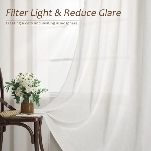 Vista 61 de Aersas Aqua Green Linen Curtains 84 Inches Long 2 Panels Set Back Tab Rod Pocket Living Room Curtain Farmhouse Rustic Light Filtering Hook Drapes